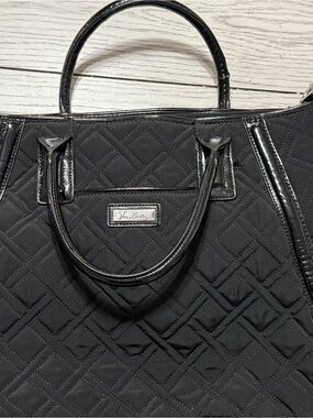Vera Bradley Quilted Black Tote with Patent Trim
